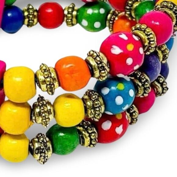 Hawaiian Rainbow Wood Bead Bracelet | Boho | NWOT (Gift Box Included) - Picture 4 of 8